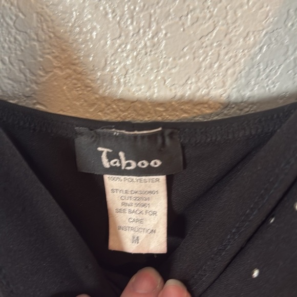 Taboo Vintage Y2K Black Empire Waist Rhinestones Sheer Layer Maxi Dress Size M - Picture 4 of 9